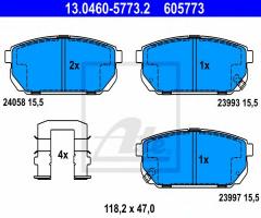 Ate 13.0460-5773 klocki hamulcowe kia sorento 02- tył, kia sorento i (jc)