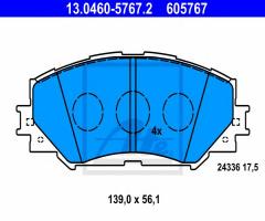 Ate 13.0460-5767 klocki hamulcowe toyota auris 07-, subaru trezia