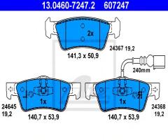 Ate 13.0460-7247 klocki hamulcowe vw touareg 03- tył z czuj., vw touareg (7la, 7l6, 7l7)