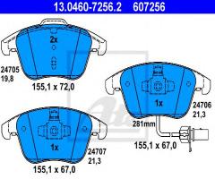 Ate 13.0460-7256 klocki hamulcowe audi a4 (b8) 08- przód, audi a5 (8t3)