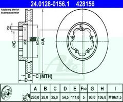 Ate 24.0128-0156 tarcza hamulcowa ford transit 06- przód, ford transit autobus