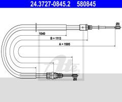 Ate 24.3727-0845 linka hamulca ręcznego peugeot 207 06-08 tył, peugeot 207 (wa_, wc_)