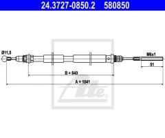 Ate 24.3727-0850 linka hamulca ręcznego peugeot 807 lewy tył, citroËn c8 (ea_, eb_), peugeot 807 (e)