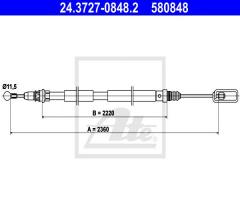 Ate 24.3727-0848 linka hamulca ręcznego peugeot 807 02-11 pt, citroËn c8 (ea_, eb_)