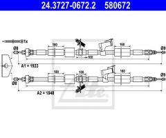 Ate 24.3727-0672 linka hamulca ręcznego ford kuga 08- tył, ford kuga i