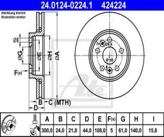 Ate 24.0124-0224 tarcza hamulcowa renault scenic 05-09 2,0dci, renault scÉnic ii (jm0/1_)