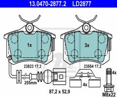 Ate 13.0470-2877 klocki hamulcowe vw polo 01- tył z czuj., seat ibiza iv (6l1), vw lupo (6x1, 6e1)