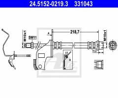 Ate 24.5152-0219 przewód hamulcowy giętki opel opel astra h 04- pt, opel astra h gtc (l08)