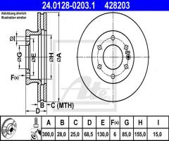 Ate 24.0128-0203 tarcza hamulcowa vw crafter 06-, mercedes-benz sprinter 3,5-t autobus (906)