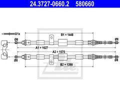 Ate 24.3727-0660 linka hamulca ręcznego ford fiesta 96-02 tył, ford fiesta iv (ja_, jb_)