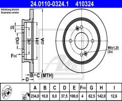 Ate 24.0110-0324 tarcza hamulcowa kia picanto 04- tył, hyundai i10 (pa), kia picanto (ta)