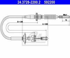 Ate 24.3728-2200 linka sprzęgła suzuki ignis 00-, subaru justy iii (g3x), suzuki ignis (fh)