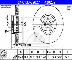 Ate 24.0130-0202 tarcza hamulcowa lexus gs 05- prawy przód, lexus gs (grs19_, uzs19_, gws19_)