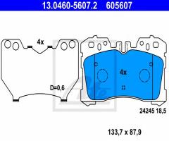 Ate 13.0460-5607 klocki hamulcowe lexus ls460 06- przód, lexus ls (uvf4_, usf4_)