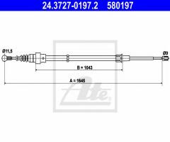 Ate 24.3727-0197 linka hamulca ręcznego skoda fabia 99-, seat ibiza iv (6l1), skoda fabia