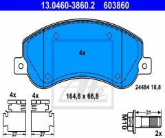 Ate 13.0460-3860 klocki hamulcowe vw amarok 10- przód, vw amarok (2h_, s1b)