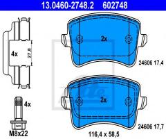 Ate 13.0460-2748 klocki hamulcowe audi a5 07- tył, audi a5 (8t3)