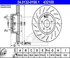 Ate 24.0132-0100 tarcza hamulcowa mercedes w204 citroen klasa 07-, mercedes-benz klasa c (w204)