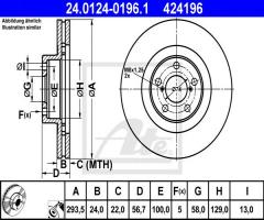 Ate 24.0124-0196 tarcza hamulcowa subaru forester 02-, subaru forester (sh)