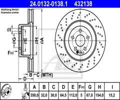 Ate 24.0132-0138 tarcza hamulcowa mercedes w221 s-klasa 05-, mercedes-benz klasa s (w221)