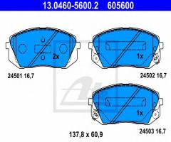 Ate 13.0460-5600 klocki hamulcowe kia carens iii 06-, hyundai ix35 (lm, el, elh)