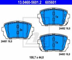 Ate 13.0460-5601 klocki hamulcowe kia carens iii 06- tył, kia carens iii (un)