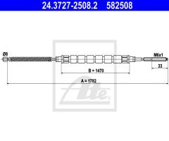 Ate 24.3727-2508 linka hamulca ręcznego vw caddy pick-up 97-00, skoda felicia i fun (797)