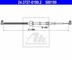 Ate 24.3727-0199 linka hamulca ręcznego skoda fabia 99-, seat ibiza iv (6l1), skoda fabia