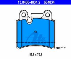 Ate 13.0460-4834 klocki hamulcowe vw touareg 02- tył, vw touareg (7la, 7l6, 7l7)