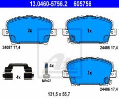 Ate 13.0460-5756 klocki hamulcowe honda civic vii 06-, honda civic viii hatchback (fn, fk)