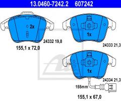 Ate 13.0460-7242 klocki hamulcowe vw tiguan 07- przód, audi q3 (8u), seat alhambra (710)