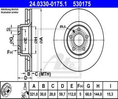 Ate 24.0330-0175 tarcza hamulcowa audi a6 04-, audi a6 (4f2, c6)