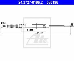 Ate 24.3727-0196 linka hamulca ręcznego vw touran 07-, vw touran (1t3)