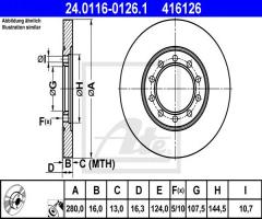 Ate 24.0116-0126 tarcza hamulcowa ford transit 06-07 tył, ford transit autobus