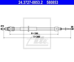 Ate 24.3727-0853 linka hamulca ręcznego peugeot partner 08-, citroËn berlingo (b9)