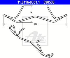 Ate 11.8116-0351 sprężyna zacisku hamulcowego skoda octavia 04- przód, audi tt (8j3)