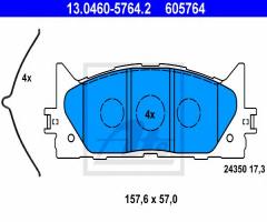 Ate 13.0460-5764 klocki hamulcowe toyota camry 06-