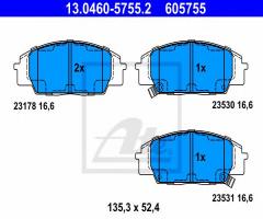 Ate 13.0460-5755 klocki hamulcowe honda civic 01-05 type-r, honda s2000 (ap)