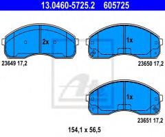 Ate 13.0460-5725 klocki hamulcowe kia carnival 01-06 z czuj., kia pregio nadwozie pełne (tb)