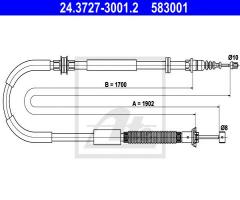 Ate 24.3727-3001 linka hamulca ręcznego lancia delta 08- lewa, lancia delta iii (844)