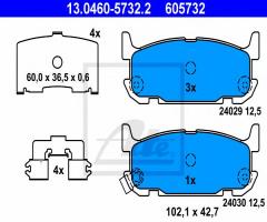 Ate 13.0460-5732 klocki hamulcowe mazda mx5 00-05 tył, mazda mx-5 ii (nb)