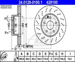 Ate 24.0128-0100 tarcza hamulcowa mercedes w204 citroen klasa 07-