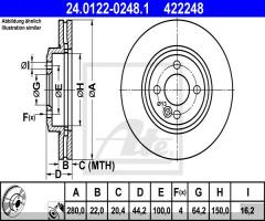 Ate 24.0122-0248 tarcza hamulcowa mini cooper 06-, mini mini (r56)