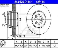 Ate 24.0126-0144 tarcza hamulcowa mercedes sprinter 616cdi 01- przód