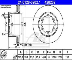 Ate 24.0128-0202 tarcza hamulcowa vw crafter 06- tył