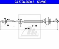 Ate 24.3728-2500 linka sprzęgła skoda felicia 95-01, skoda felicia i (6u1)