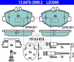 Ate 13.0470-3999 klocki hamulcowe mercedes w211 e-klasa 02-, mercedes-benz klasa e t-model (s211)