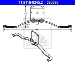 Ate 11.8116-0345 sprężyna zacisku hamulcowego opel vectra c 02-08 przó, ford focus ii (da_)