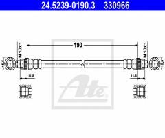 Ate 24.5239-0190 przewód hamulcowy giętki peugeot 207 06- tył, citroËn c3 picasso, peugeot 208