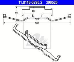 Ate 11.8116-0290 sprężyna zacisku hamulcowego bmw x5 e53 00-06 przód, bmw 7 (e38)